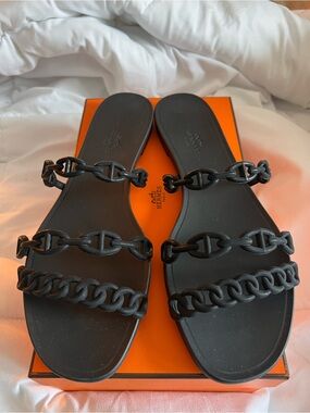 Hermes Rivage Chain Strap Slide Sandals